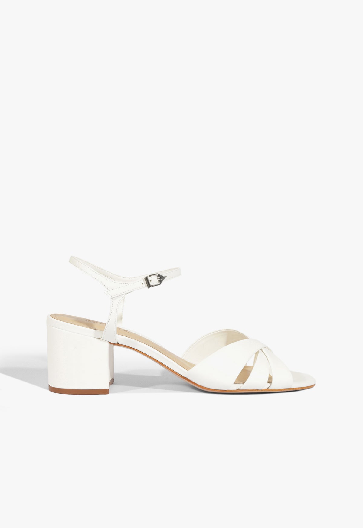 Keefa Mid Block Leather Sandal Sandals Spring 25 5 White Leather - Schutz Shoes