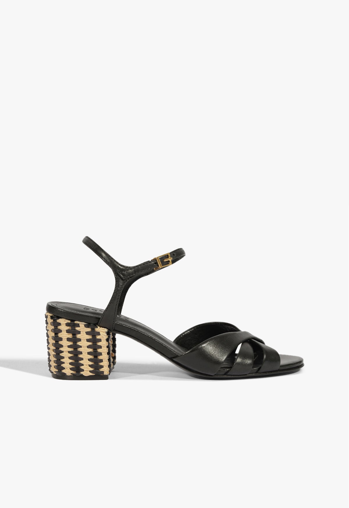 Keefa Mid Block Sandal Resort 25 5 Black Leather - Schutz Shoes