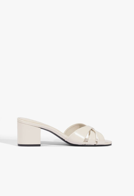Keefa Block Mule Sandal 5 Sugar White Leather - Schutz Shoes