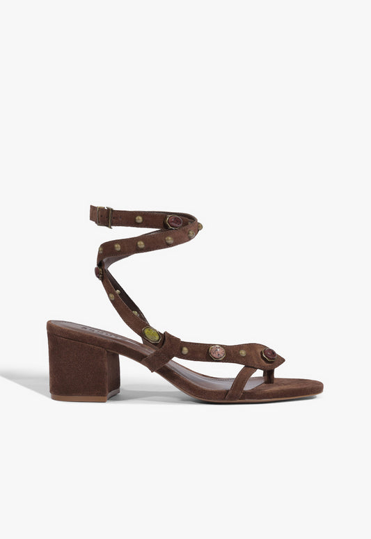 Cleo Glam Suede Sandal 5 Root Brown Suede - Schutz Shoes