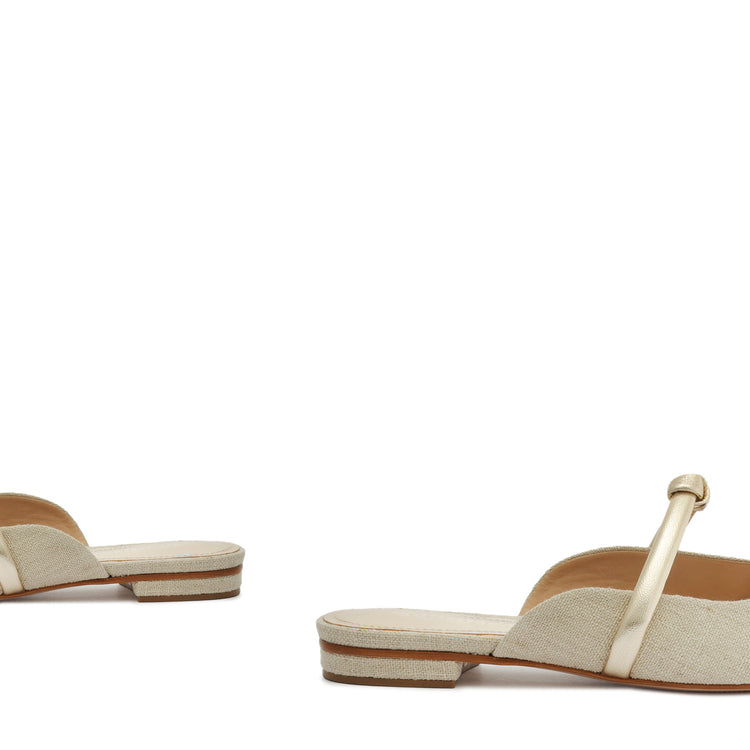 Pearl Casual Linen Metallic Flat Flats Summer 23    - Schutz Shoes