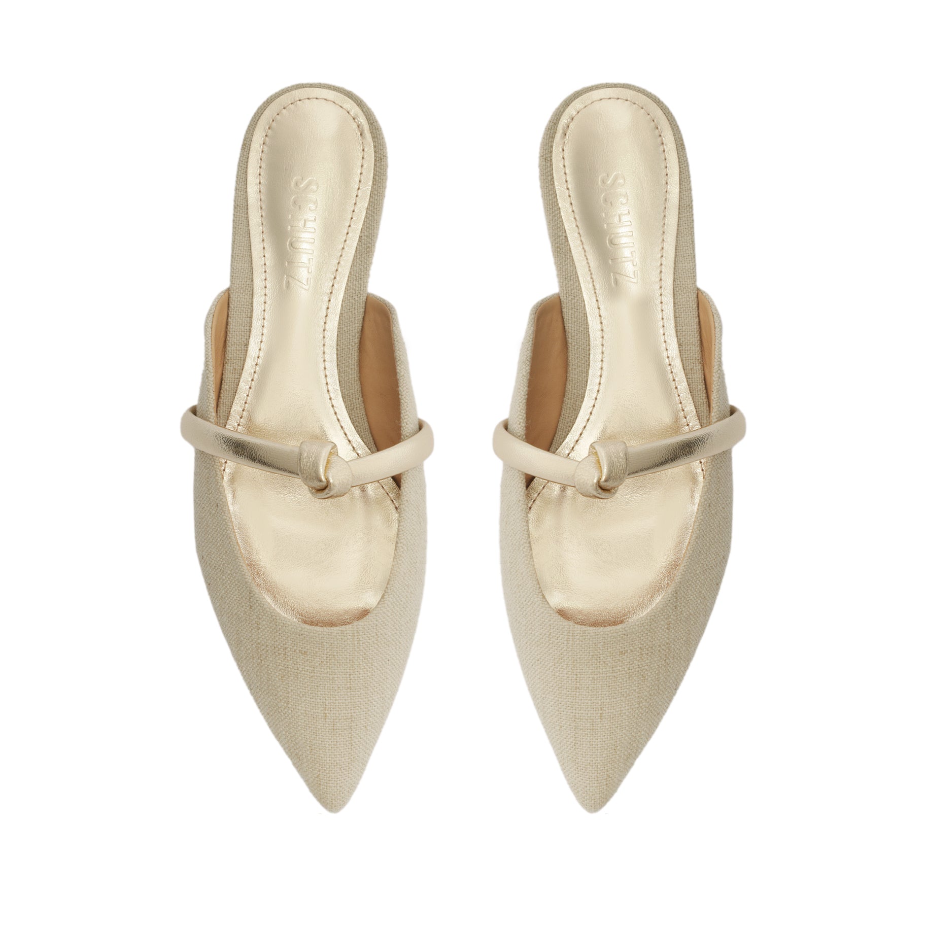 Pearl Casual Linen Metallic Flat Flats OLD    - Schutz Shoes