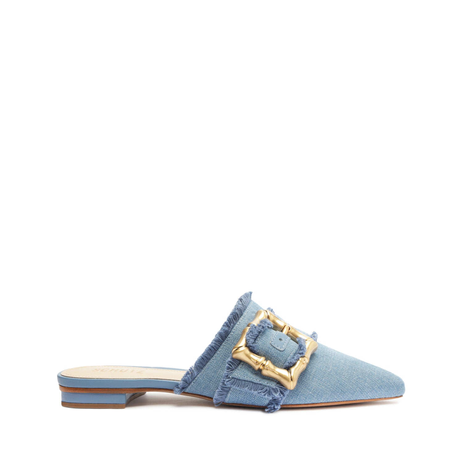 Enola Mule Denim Flat 5 Summer Jeans Denim - Schutz Shoes