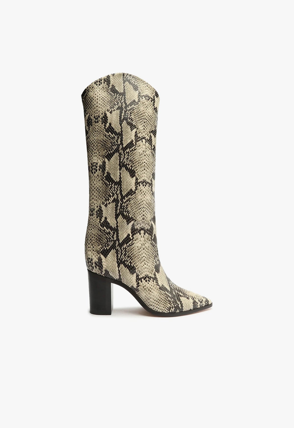 Maryana Block Boot FALL 24 5 Natural Snake Snake Embossed Leather - Schutz Shoes