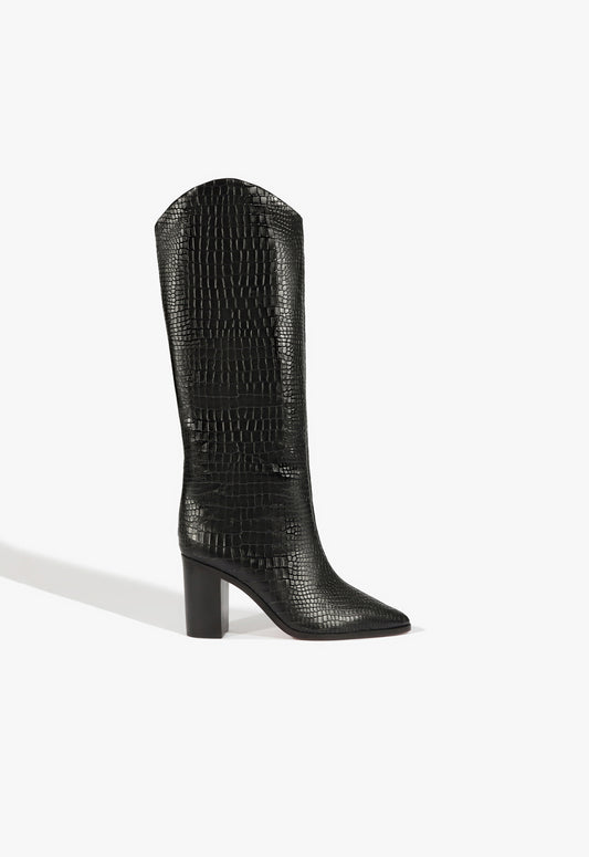 Maryana Block Boot ESSENTIAL 5 Black Crocodile Embossed Leather - Schutz Shoes