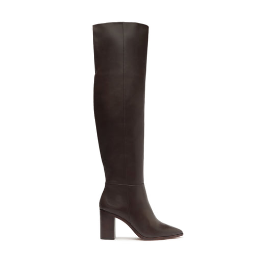 Magali Block Over the Knee Leather Boot Boots FALL 23 5 Dark Chocolate Atanado Leather - Schutz Shoes