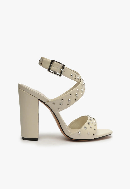 Lizzy Block Leather Sandal FALL 23 5 Pearl Leather - Schutz Shoes