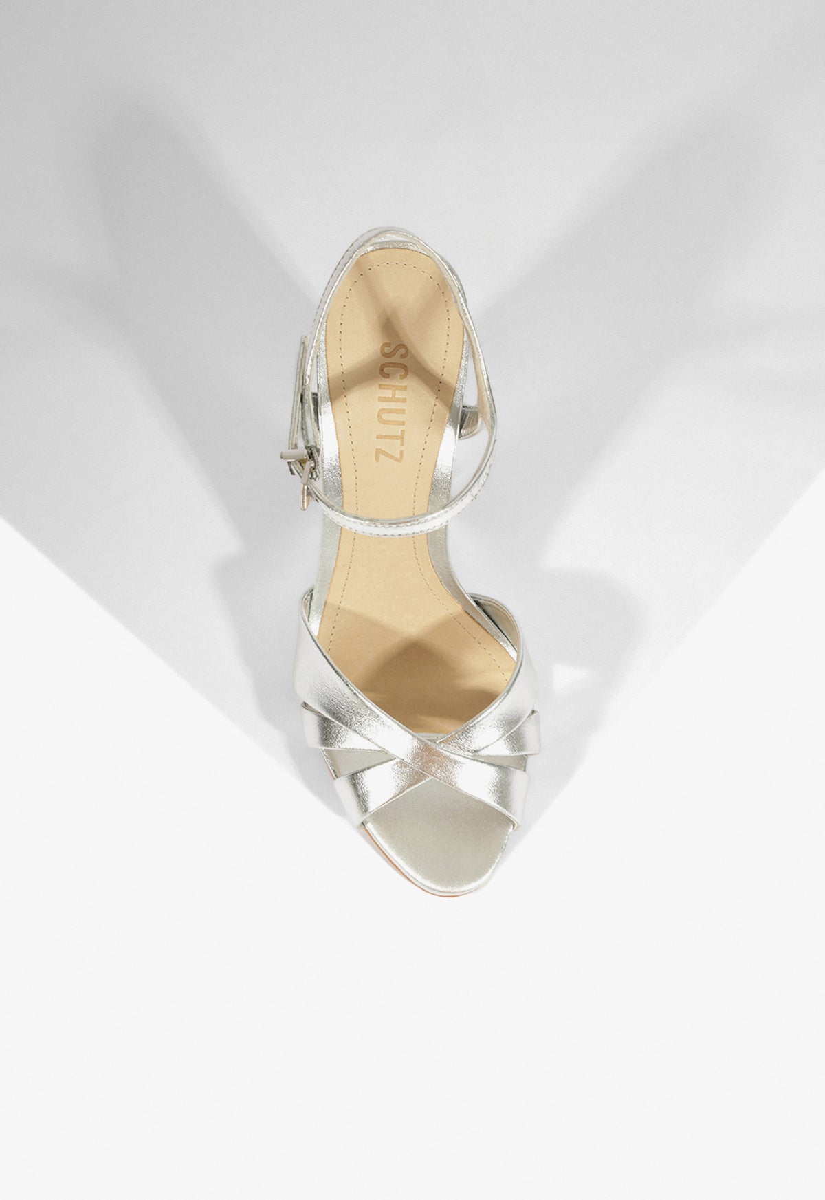 Keefa Block Metallic Leather Sandal Sandals Fall 24 - Schutz Shoes