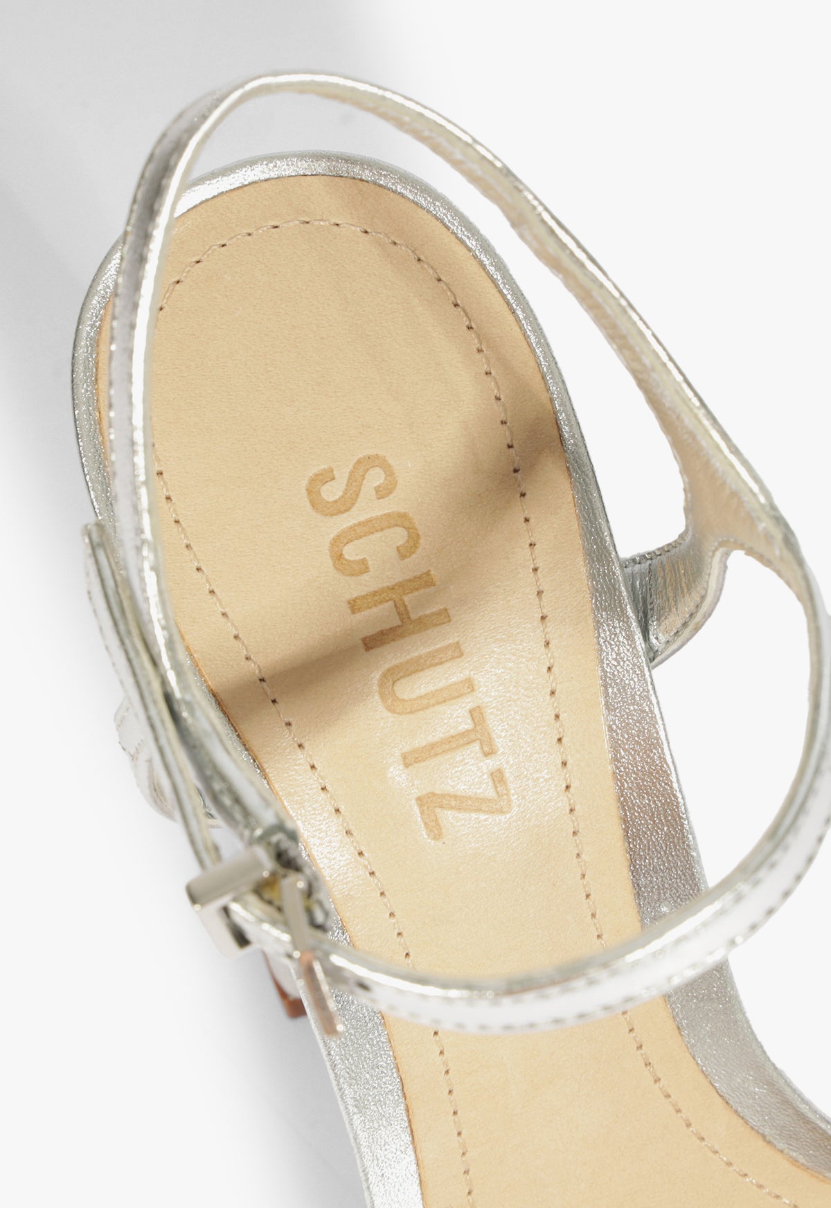 Keefa Block Metallic Leather Sandal Sandals Fall 24 - Schutz Shoes