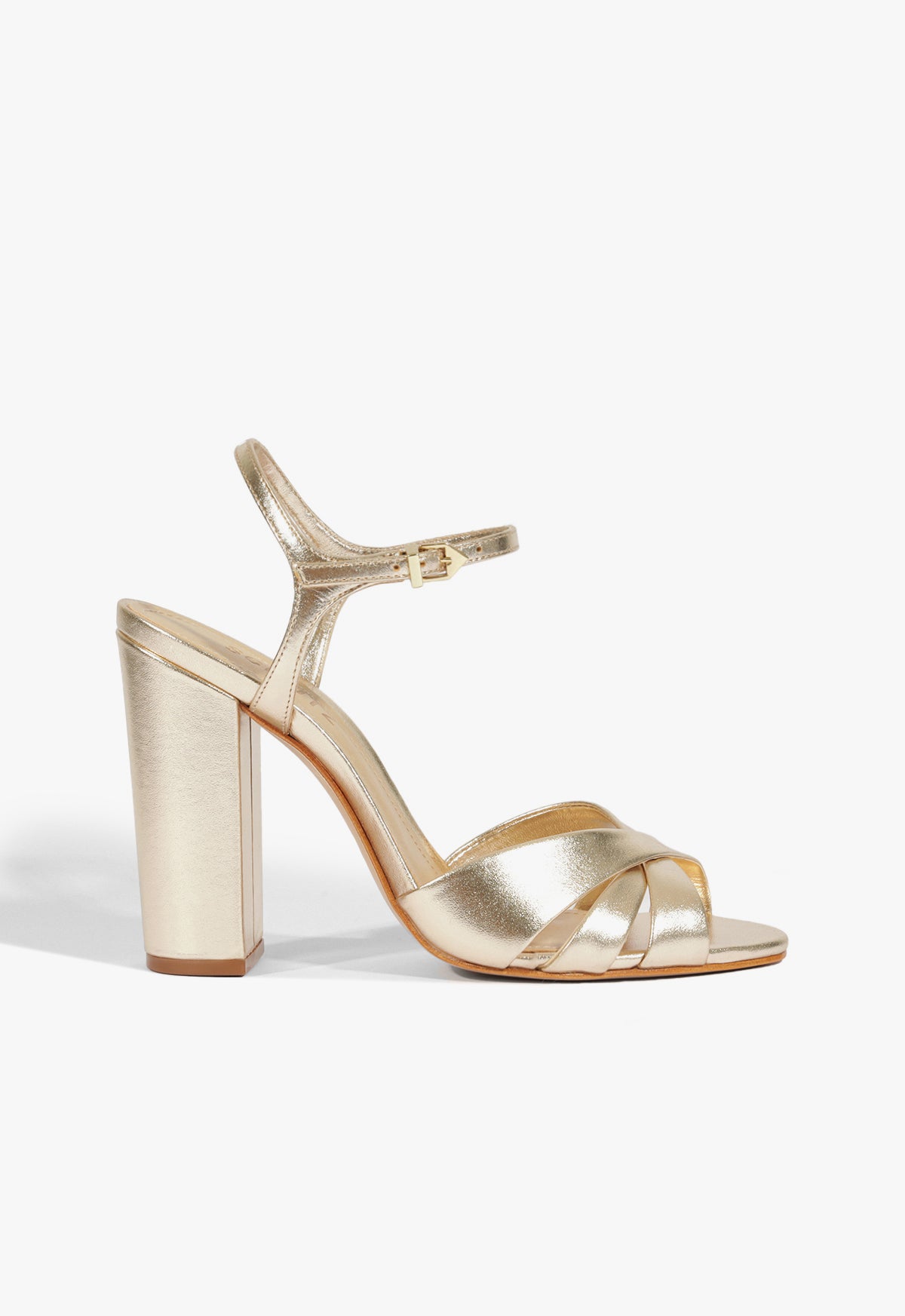 Keefa Block Metallic Leather Sandal Sandals Fall 24 5 Gold Metallic - Schutz Shoes