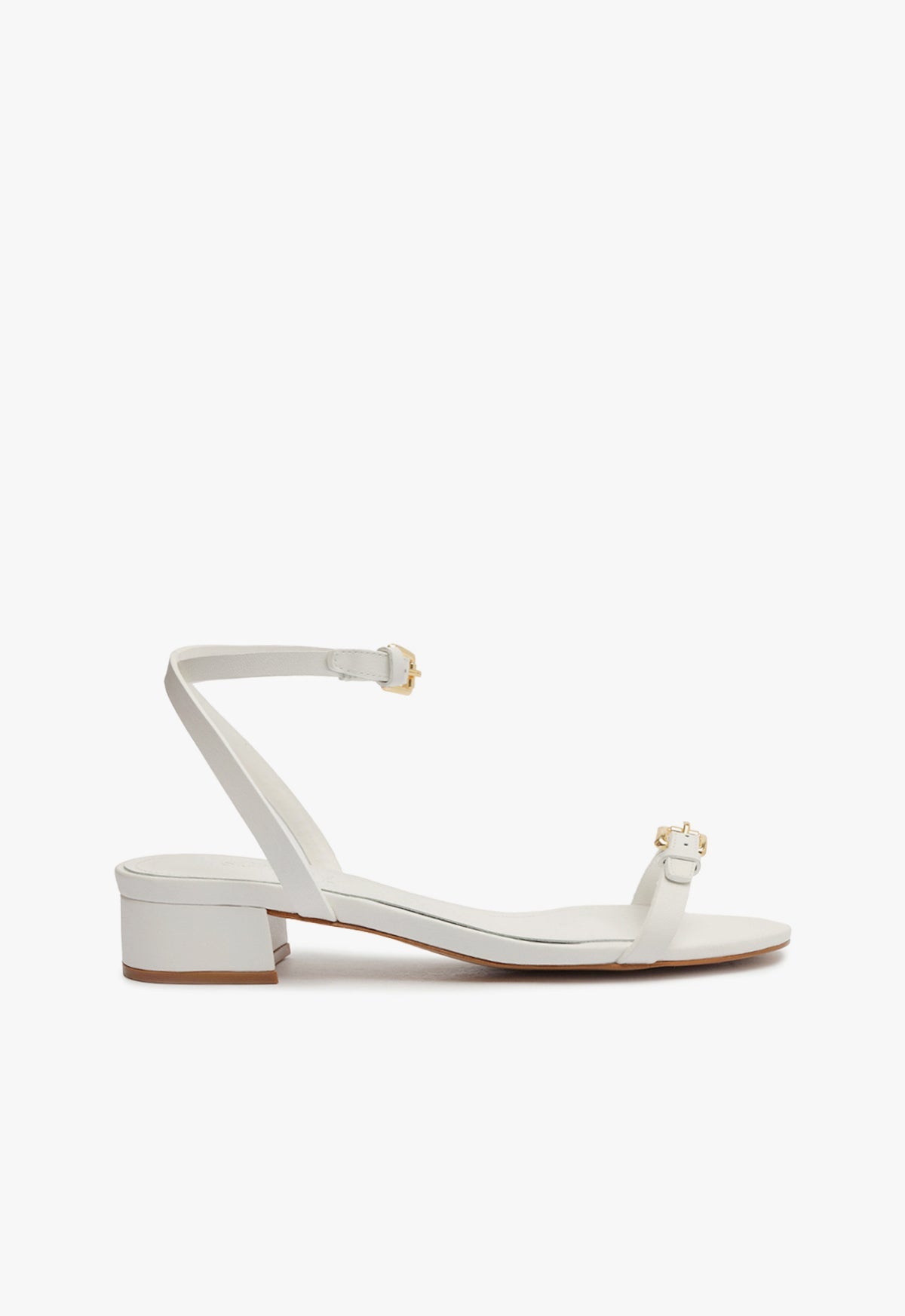 Aurora Mid Block Leather Sandal 5 White Leather - Schutz Shoes