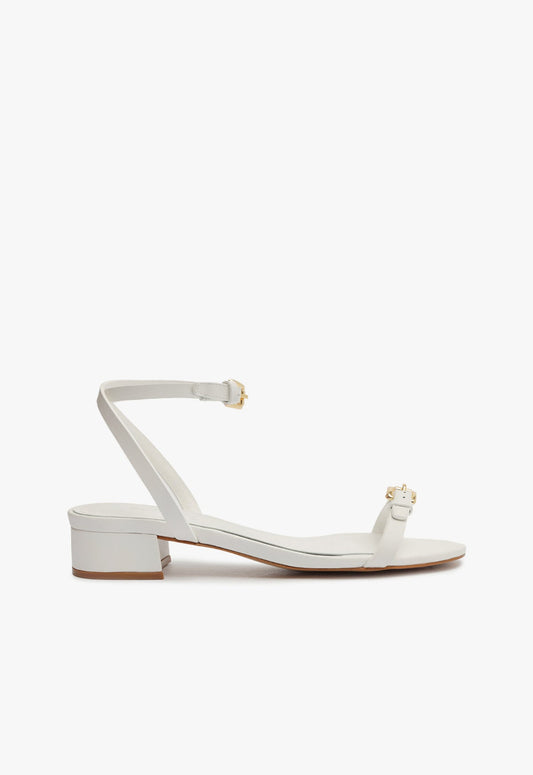 Aurora Mid Block Leather Sandal 5 White Leather - Schutz Shoes