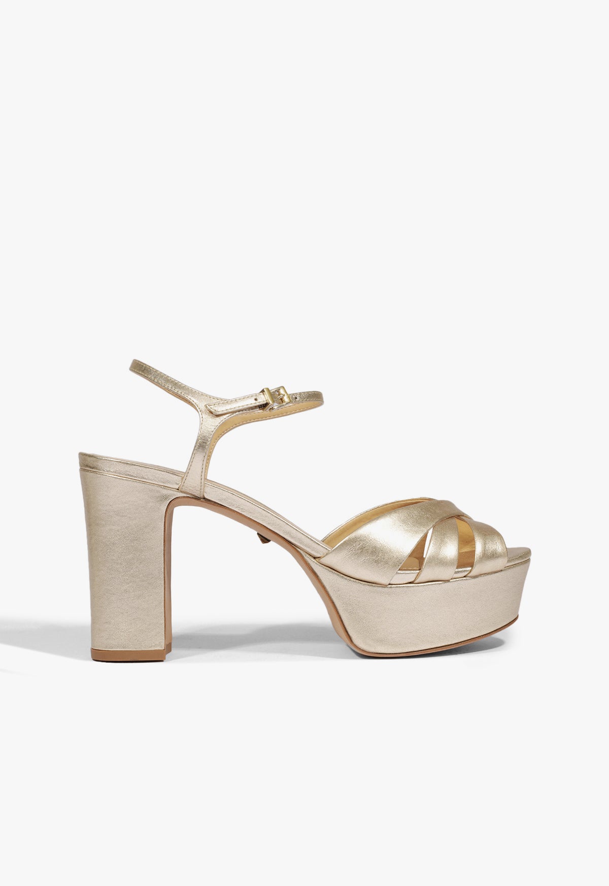 Keefa Gold Metallic Leather Platform Sandal