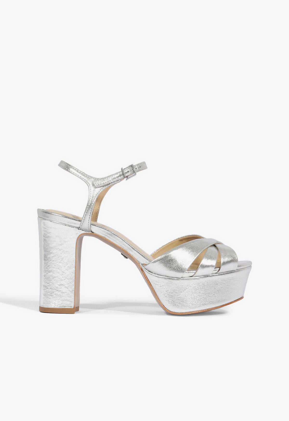 Keefa Sandal ESSENTIAL 5 Silver Metallic Leather - Schutz Shoes