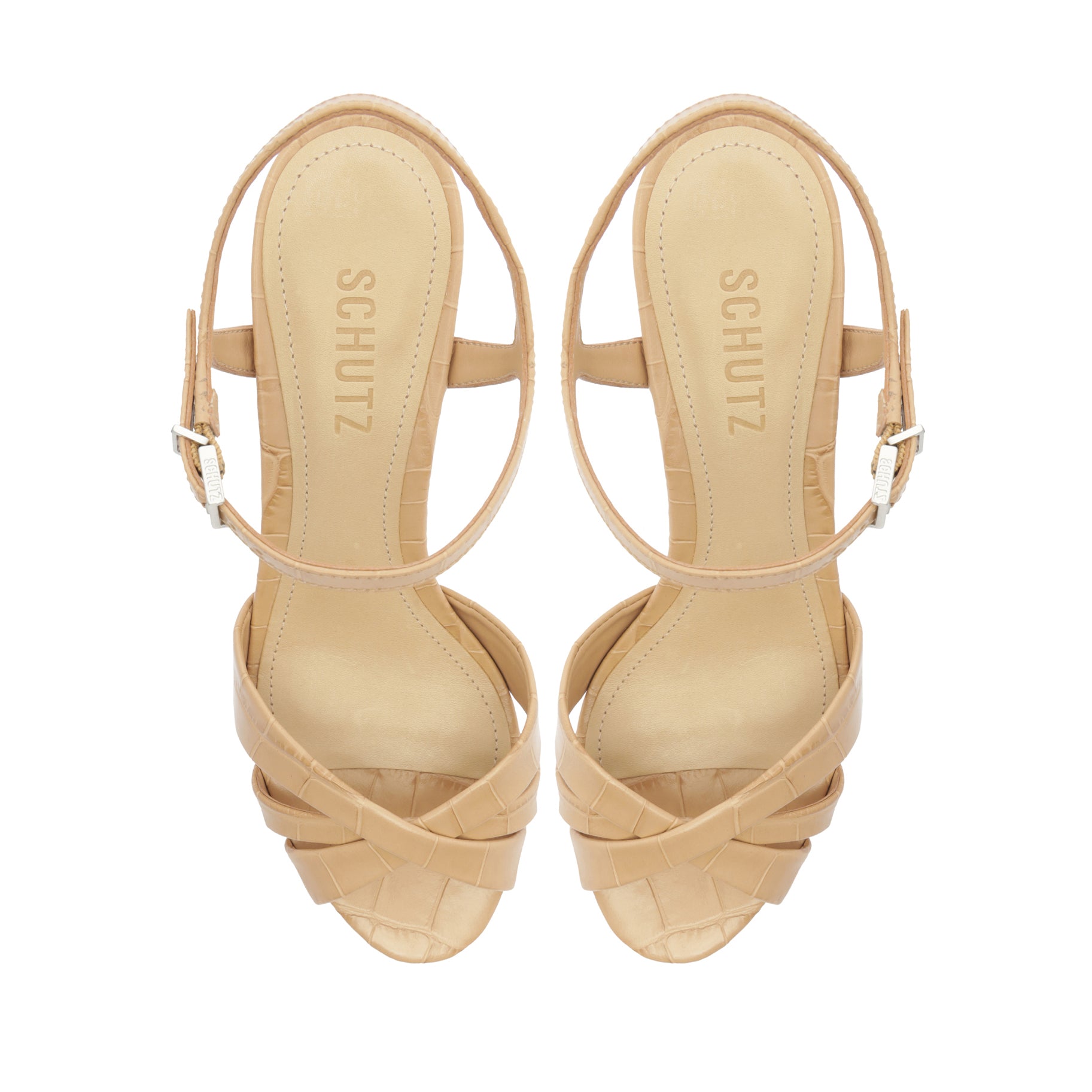 Keefa Crocodile-Embossed Leather Sandal - Schutz Shoes