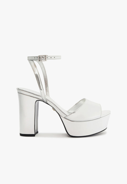 Lenne Sandal Fall 24 5 Silver Specchio Leather - Schutz Shoes