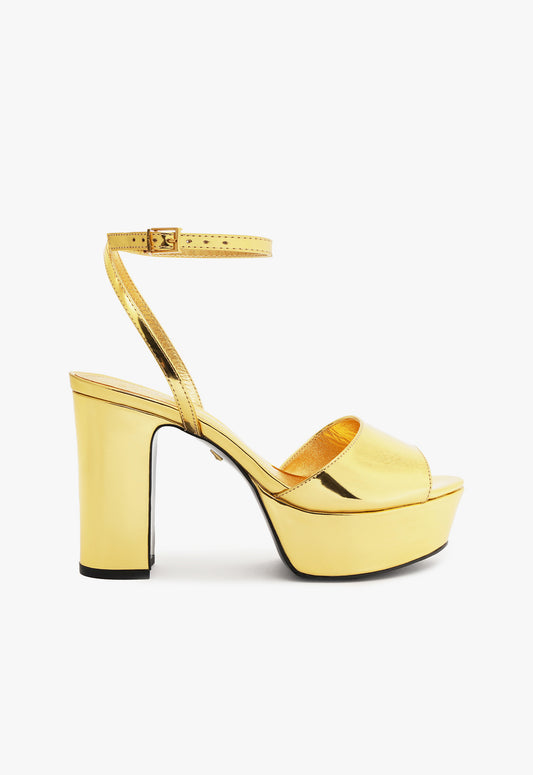 Lenne Sandal Fall 24 5 Gold Specchio Leather - Schutz Shoes