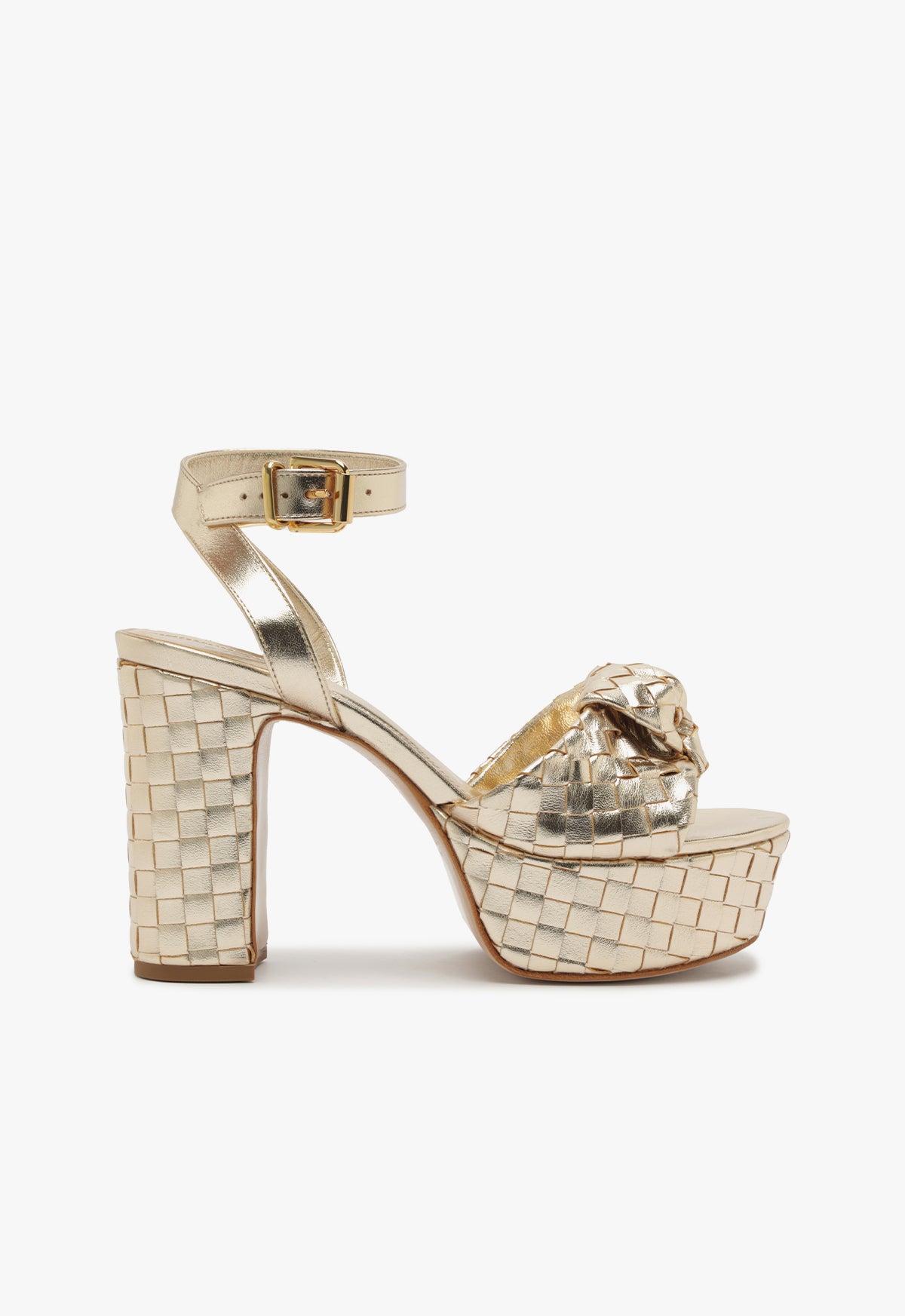 Kareena Knot Platform Sandals Resort 25 5 Gold Metallic - Schutz Shoes