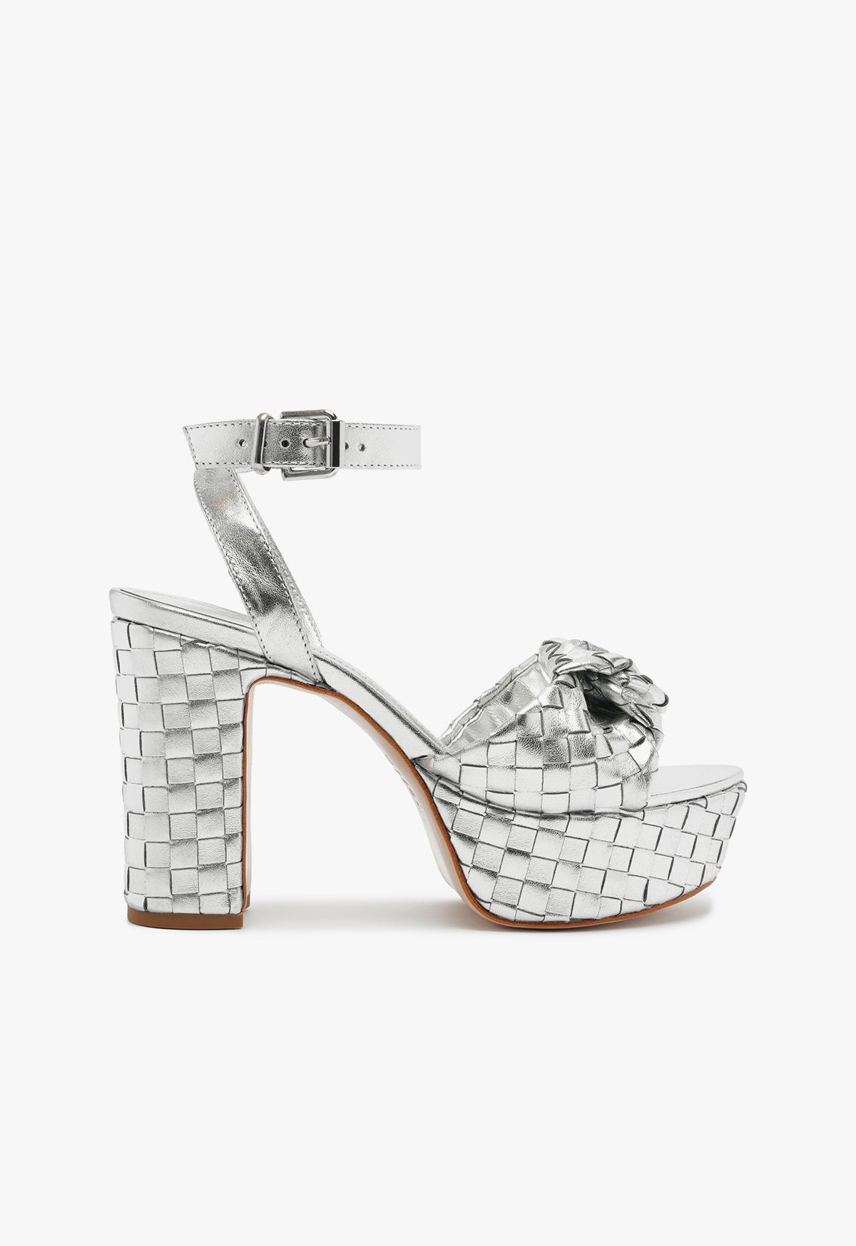 Kareena Knot Platform Sandals Resort 25 5 Silver Metallic - Schutz Shoes