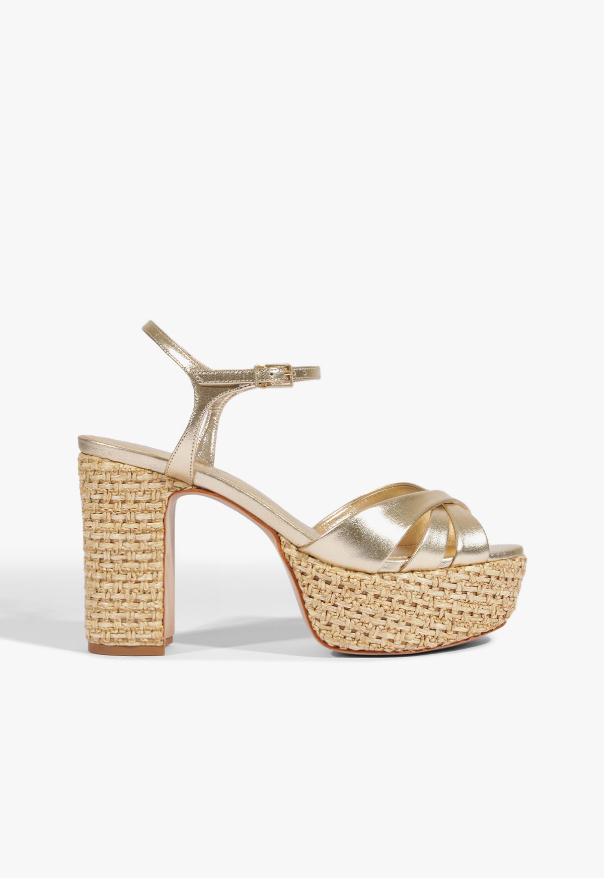 Keefa Raffia Platform Sandal 5 Platinum Metallic - Schutz Shoes