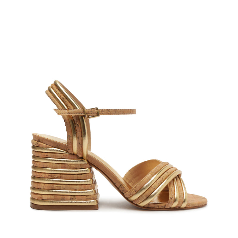 Latifah Cork Sandal Sandals Spring 24 5 Gold Cork - Schutz Shoes