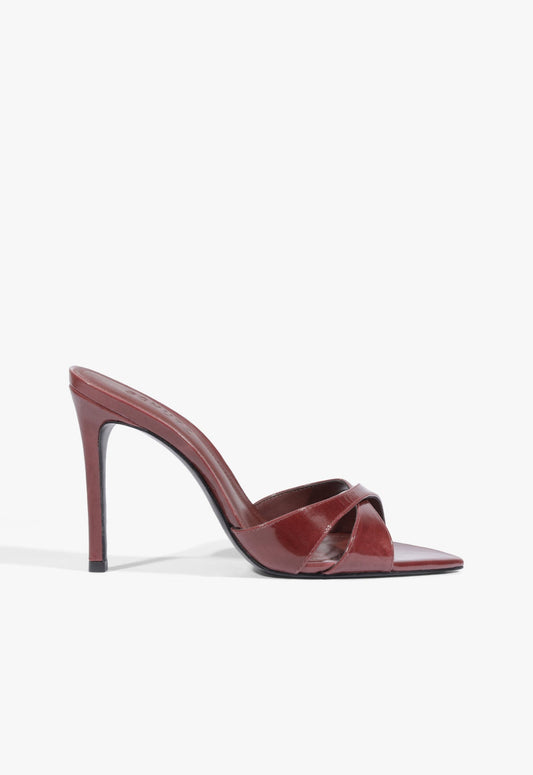 Maxie Mule Leather Sandal 5 Wine Berry Leather - Schutz Shoes