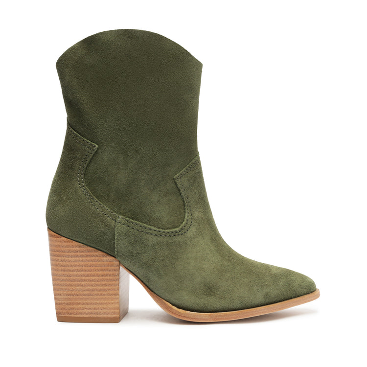 Tessie Suede Bootie Booties Pre Fall 22 5 Military Green Cow Suede - Schutz Shoes