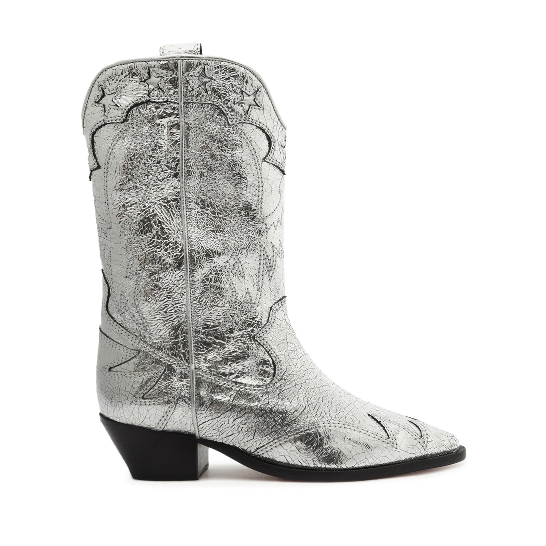 Cicera West Metallic Leather Bootie Booties FALL 23 5 Silver Metallic Leather - Schutz Shoes