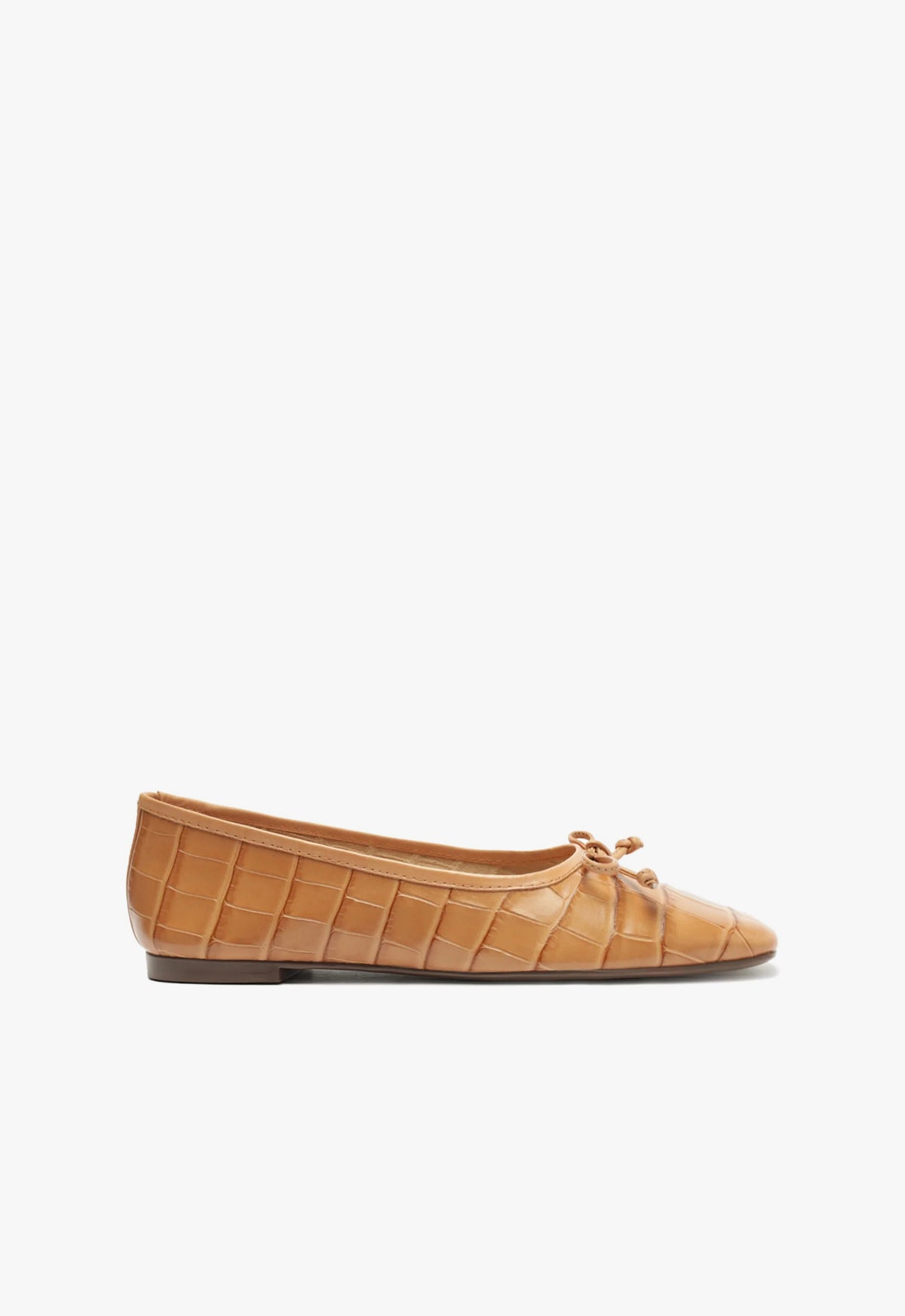 Arissa Flats FALL 23 5 Honey Peach Crocodile-Embossed Leather - Schutz Shoes