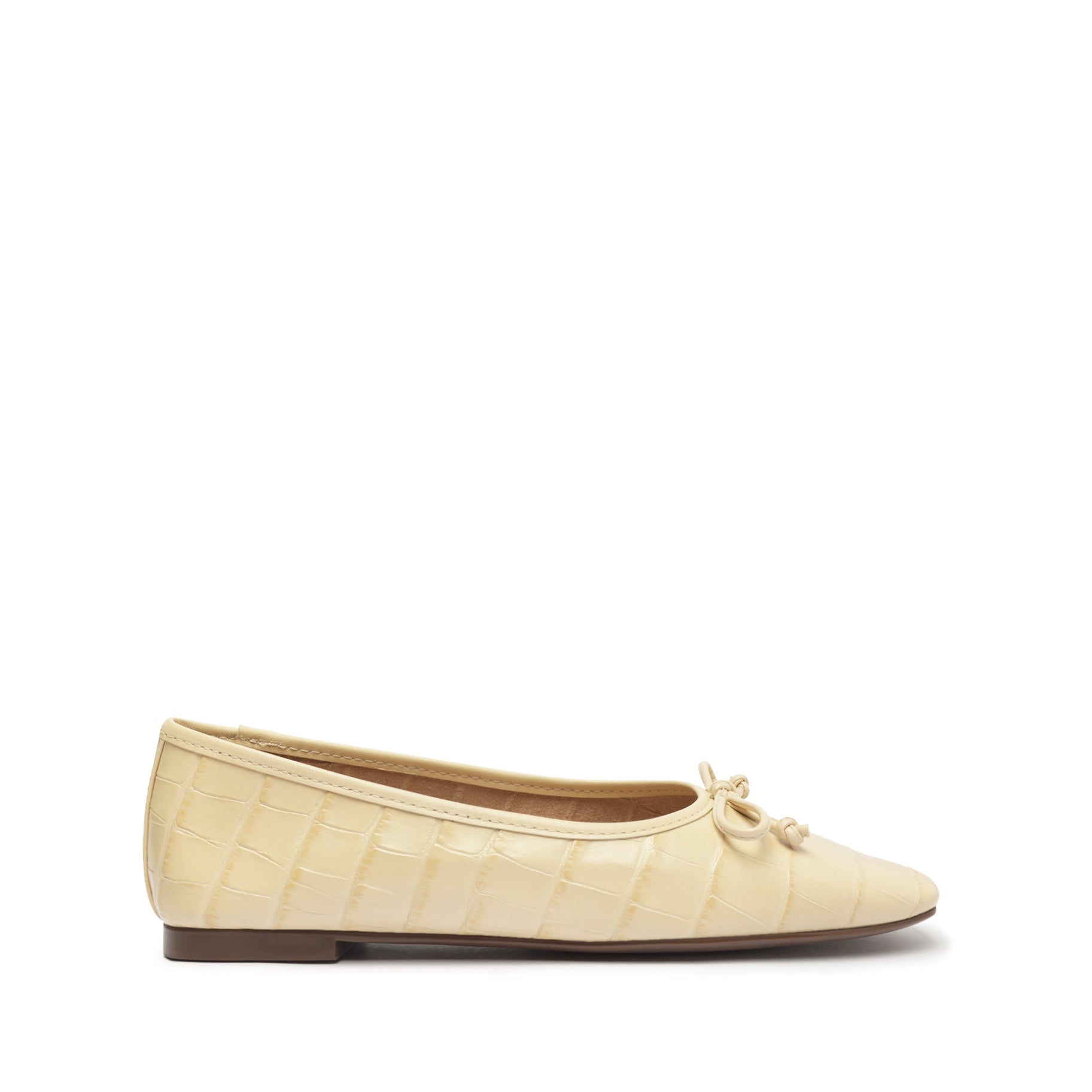 Arissa Crocodile-Embossed Leather Flat Flats FALL 23 5 Eggshell Crocodile-Embossed Leather - Schutz Shoes