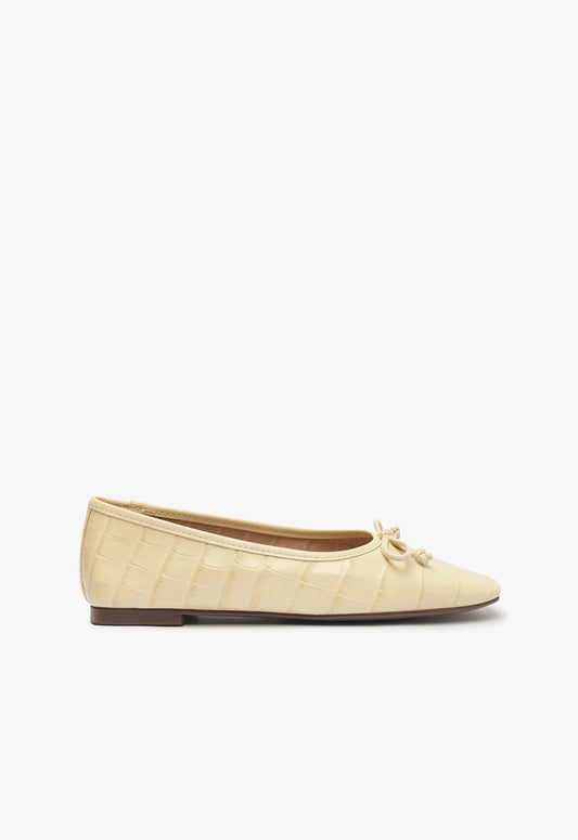 Arissa Crocodile-Embossed Leather Flat FALL 23 5 Eggshell Crocodile-Embossed Leather - Schutz Shoes