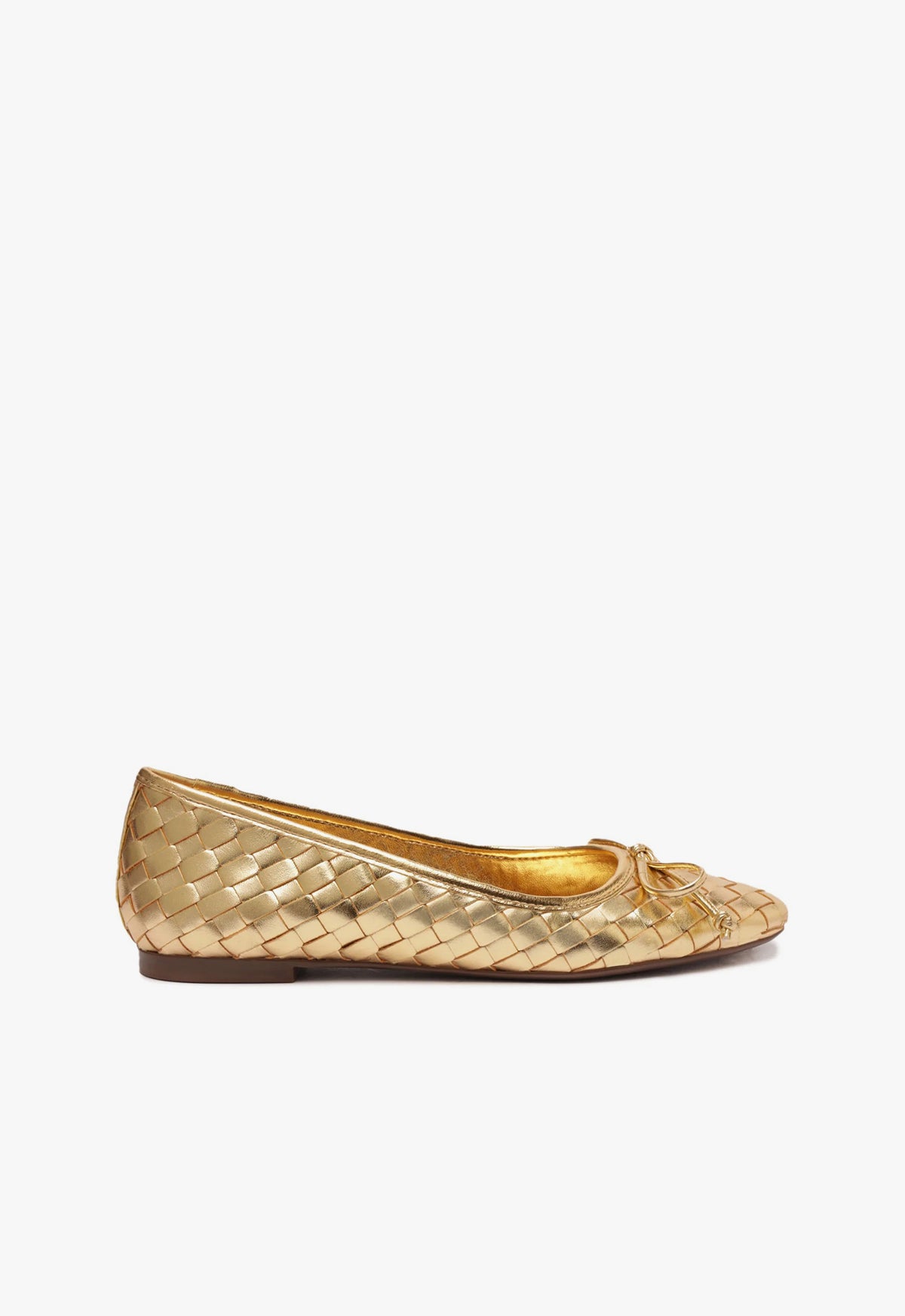 Arissa Woven Leather Flat Flats RESORT 24 5 Gold Metallic Nappa Leather - Schutz Shoes