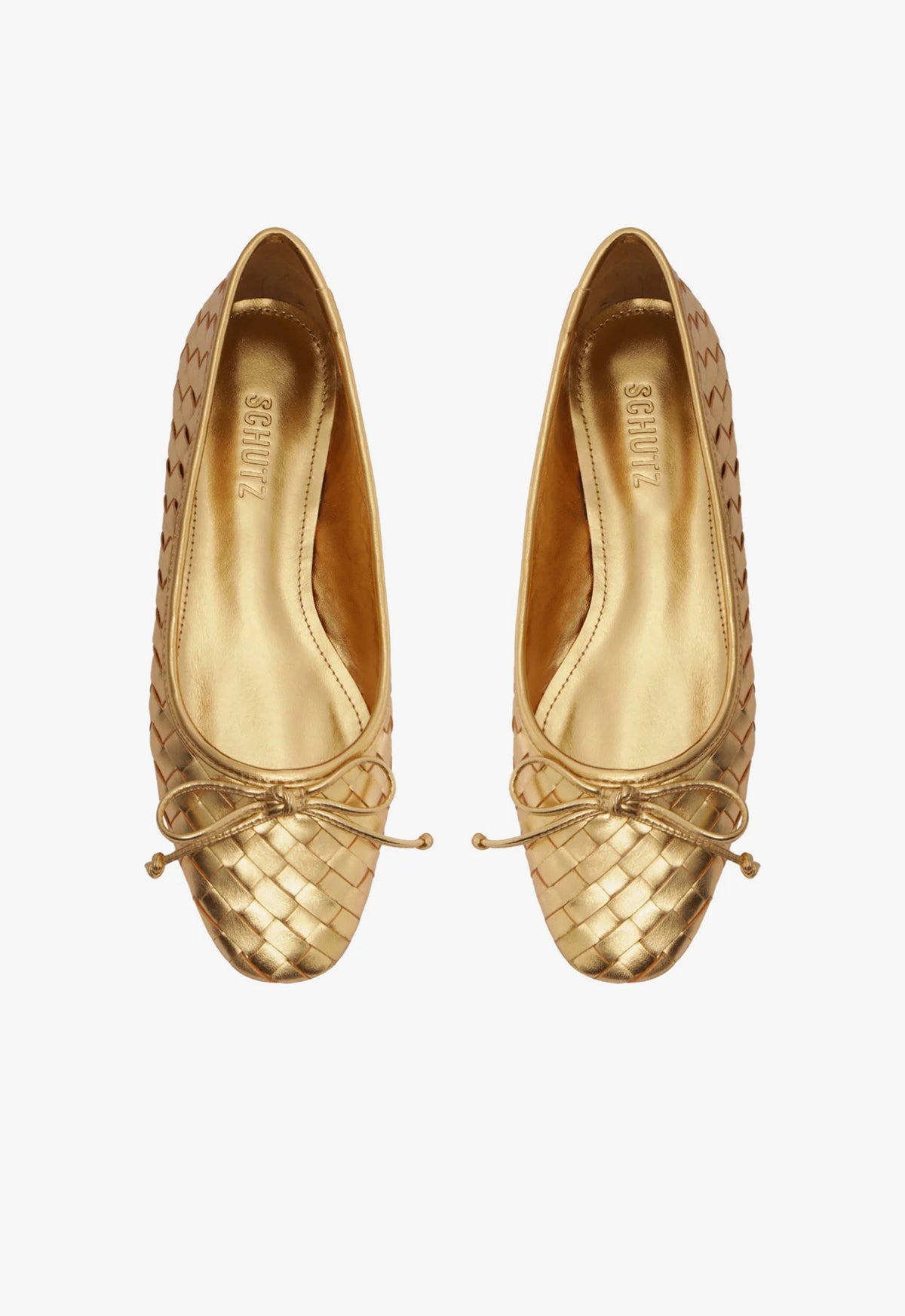 Schutz Arissa Woven Leather Flat 5 - Gold - Metallic Nappa Leather Schutz Arissa Woven Leather Flat 5 - Gold - Metallic Nappa Leather