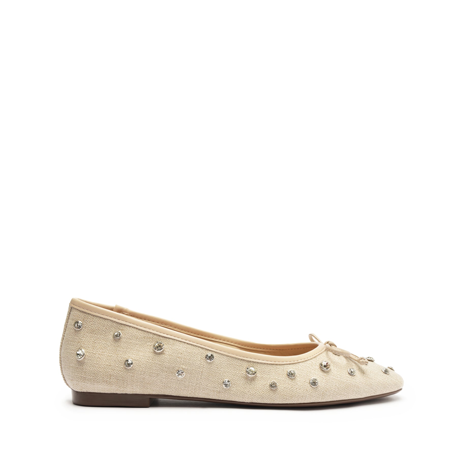 Arissa Shine Linen Flat Flats SPRING 24 5 Oyster Linen Fabric - Schutz Shoes