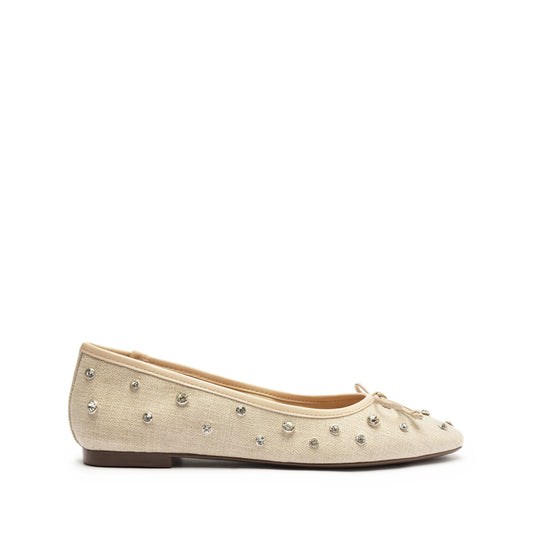 Arissa Shine Linen Flat SPRING 24 5 Oyster Linen Fabric - Schutz Shoes