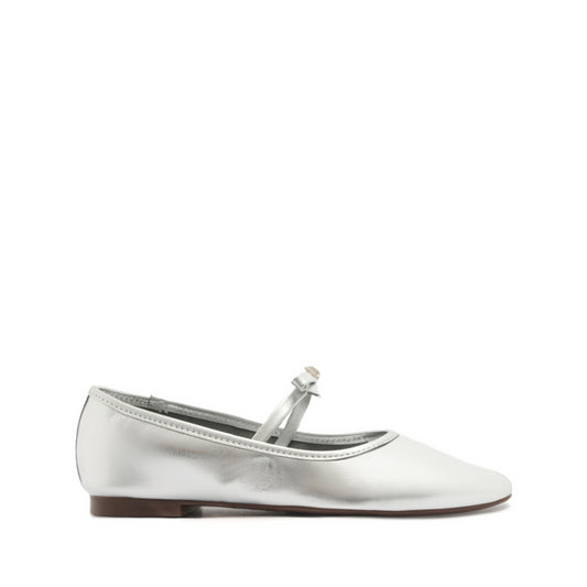 Nancy Metallic Leather Flat Flats WINTER 23 5 Silver Metallic Leather - Schutz Shoes