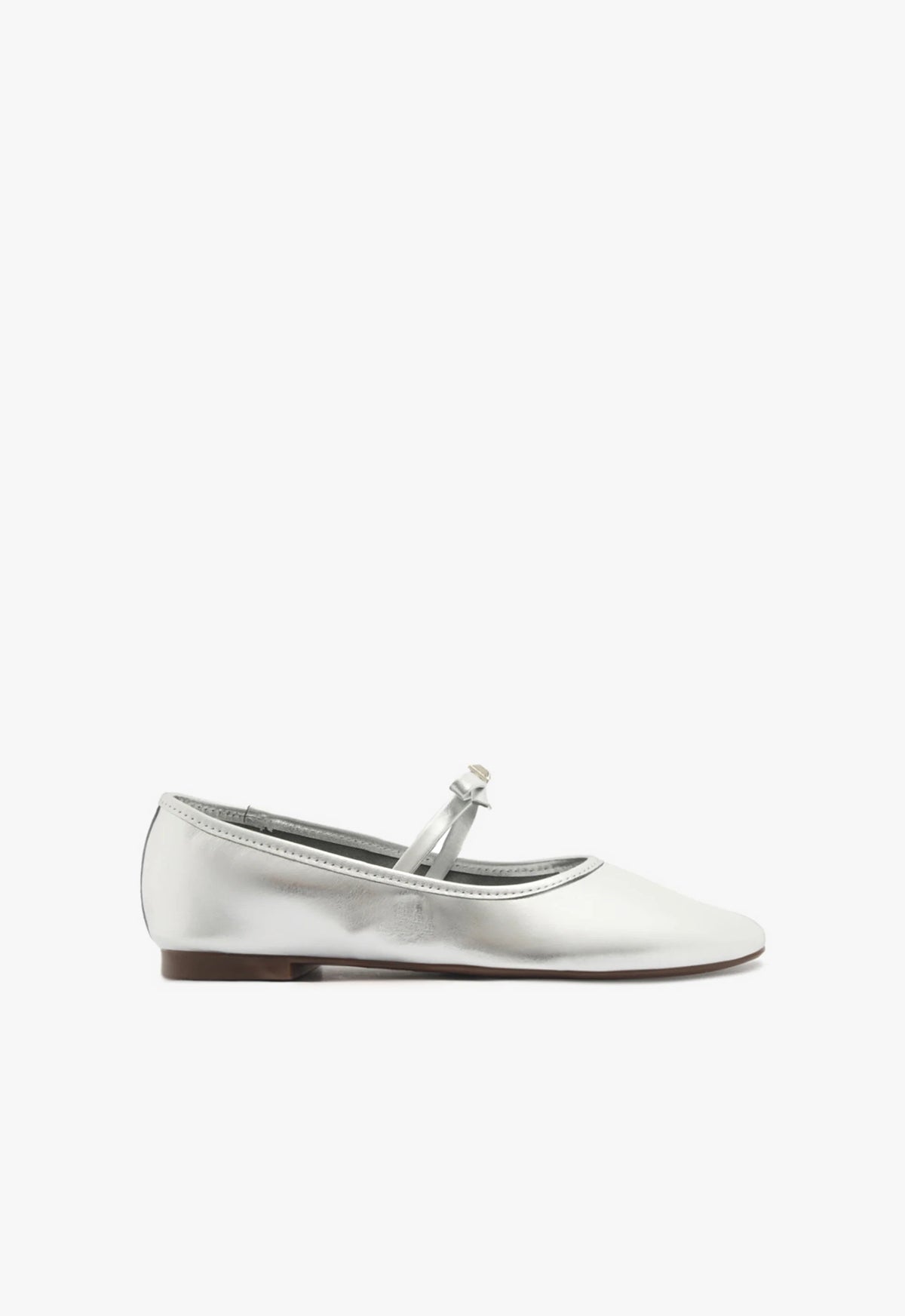 Nancy Metallic Leather Flat Flats WINTER 23 5 Silver Metallic Leather - Schutz Shoes