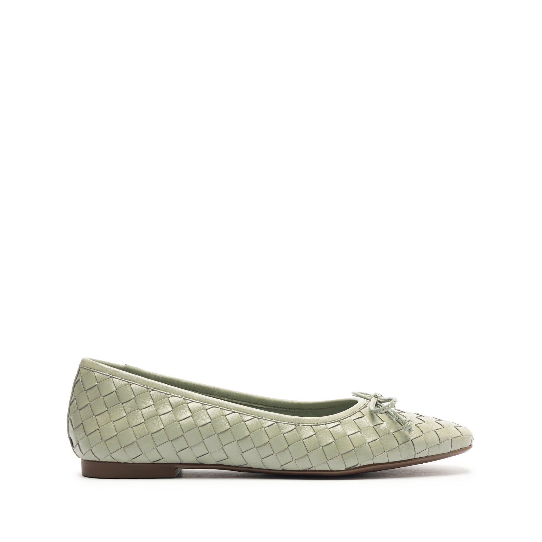 Arissa Woven Leather Flat Flats Summer 24 5 Green Atanado Leather - Schutz Shoes