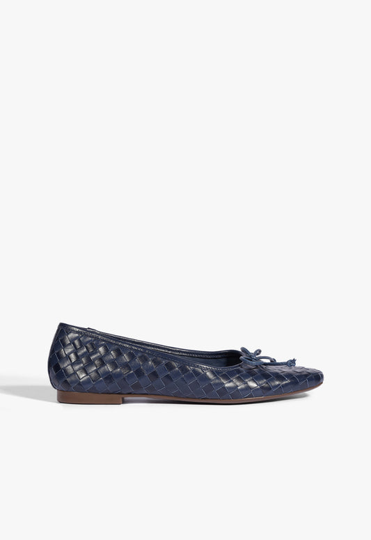 Arissa Woven Ballet Flat Flats Resort 25 5 Blue Leather - Schutz Shoes