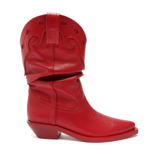 Zachy Casual Leather Bootie Booties FALL 23 5 Red Nappa Leather - Schutz Shoes