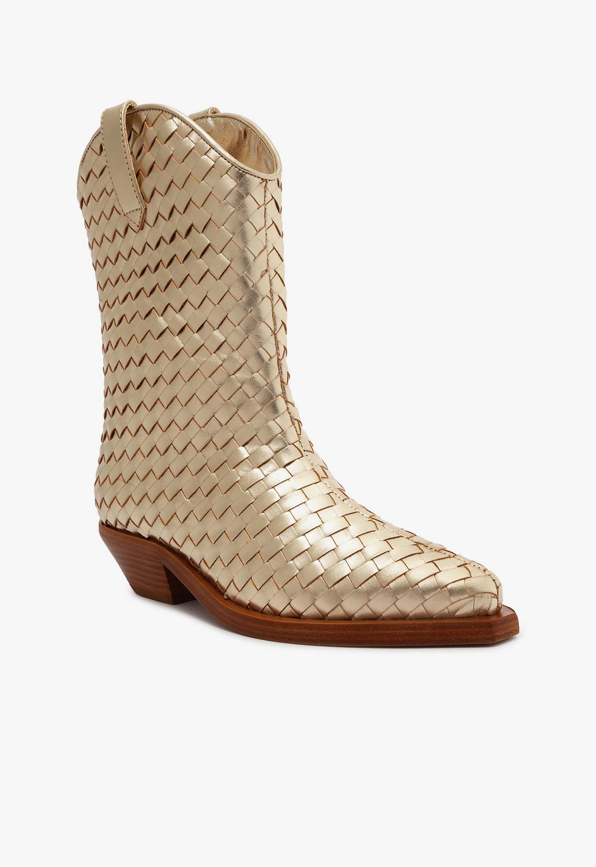 Cicera Woven Metallic Leather Bootie Booties SPRING 24 - Schutz Shoes