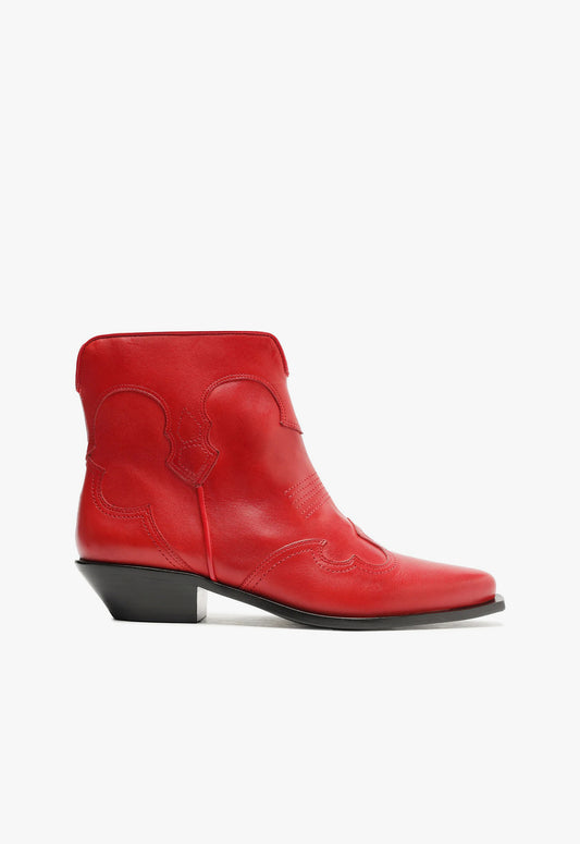 Tennessee Leather Bootie Booties Pre Fall 24 5 Scarlet Atanado Leather - Schutz Shoes