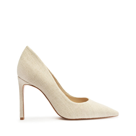 Lou Linen Pump Pumps SPRING 24 5 Oyster Fabric - Schutz Shoes