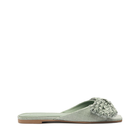 Lienne Straw Flat Sandal High Summer 24 5 Green Straw - Schutz Shoes