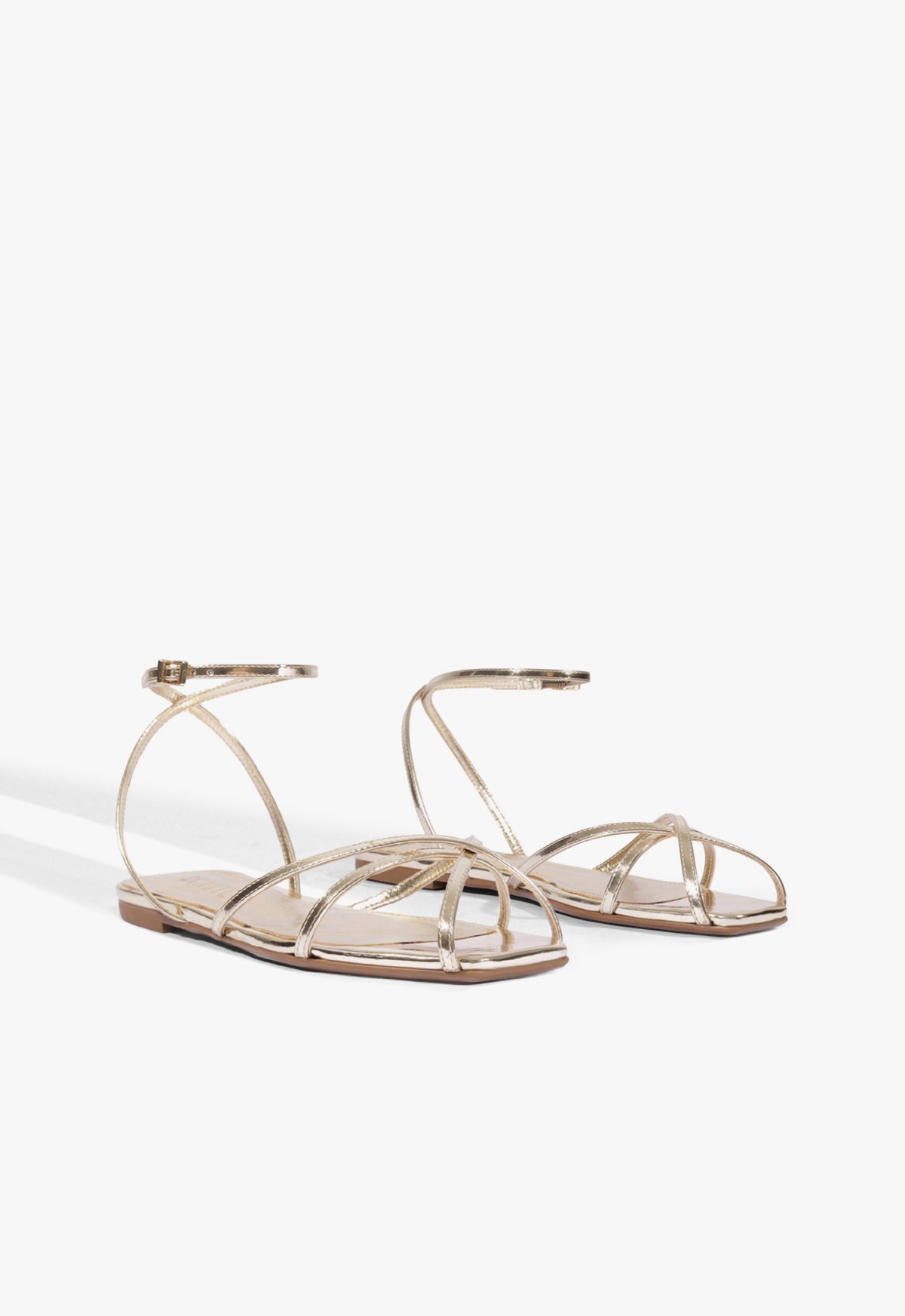 Pair of Caeline Buckle Metallic Sandals