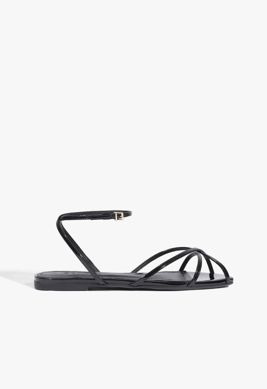 Caeline Buckle Patent Sandal 5 Black Leather - Schutz Shoes