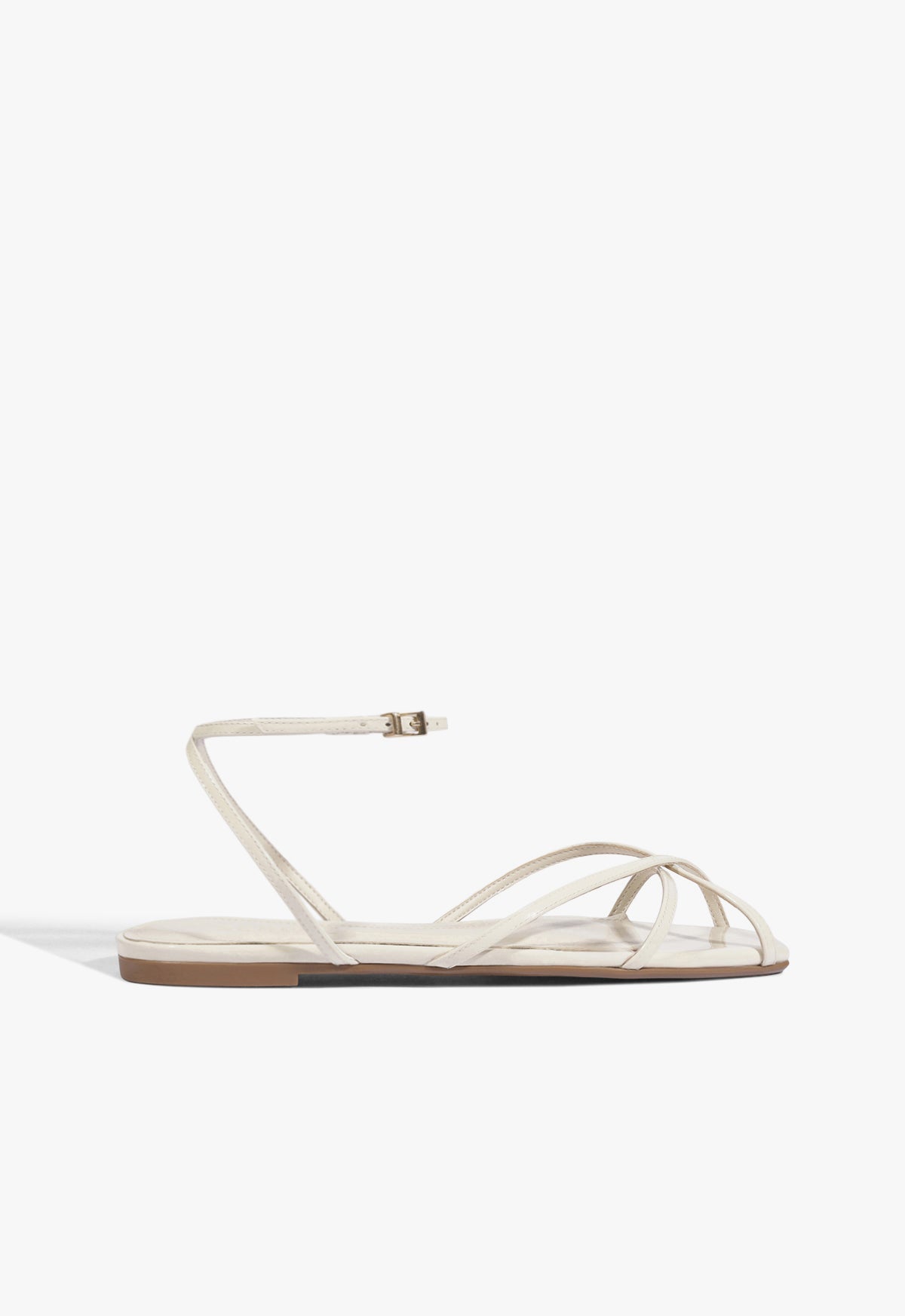 Caeline Buckle Patent Sandal 5 Sugar White Leather - Schutz Shoes