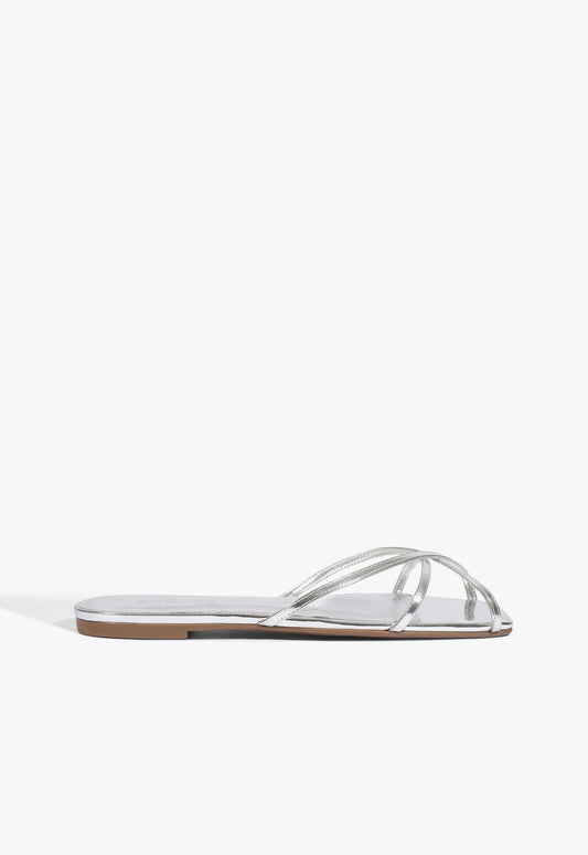 Caeline Metallic Sandal 5 Silver Leather - Schutz Shoes