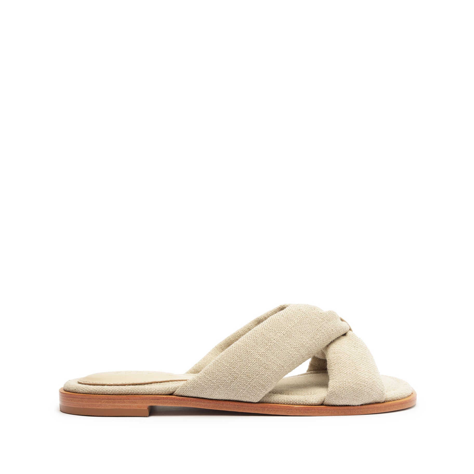 Fairy Casual Linen Sandal Flats SPRING 24 5 Oyster Linen Fabric - Schutz Shoes