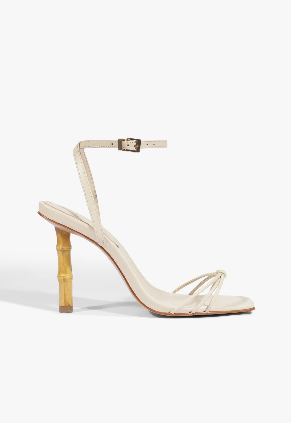 Haven Bamboo Leather Stiletto Sandal 5 Egg Shell Leather - Schutz Shoes